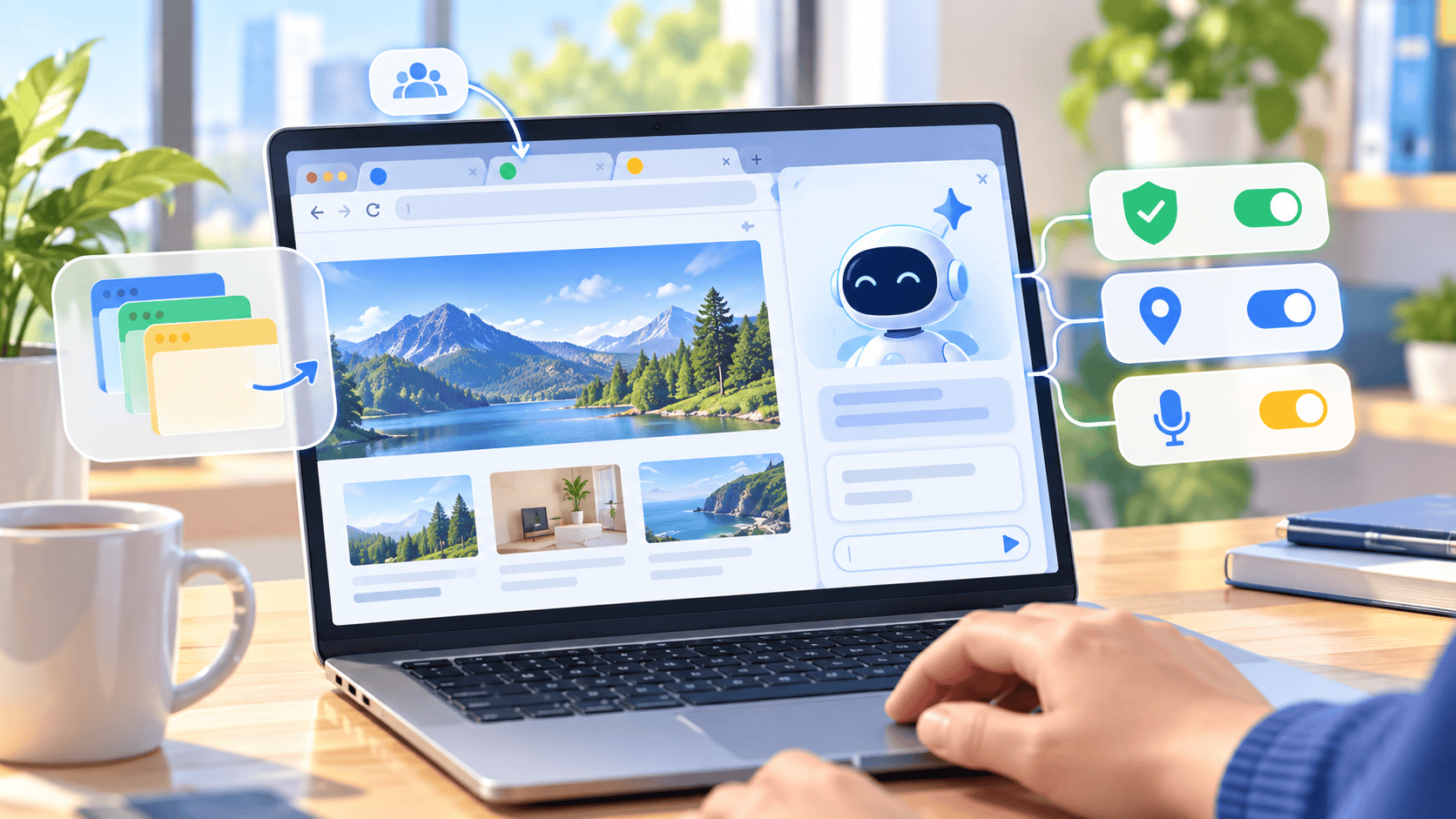 Gemini in Chromeのサイドパネルとタブ共有や権限設定を確認するブラウザAIのアイキャッチ画像